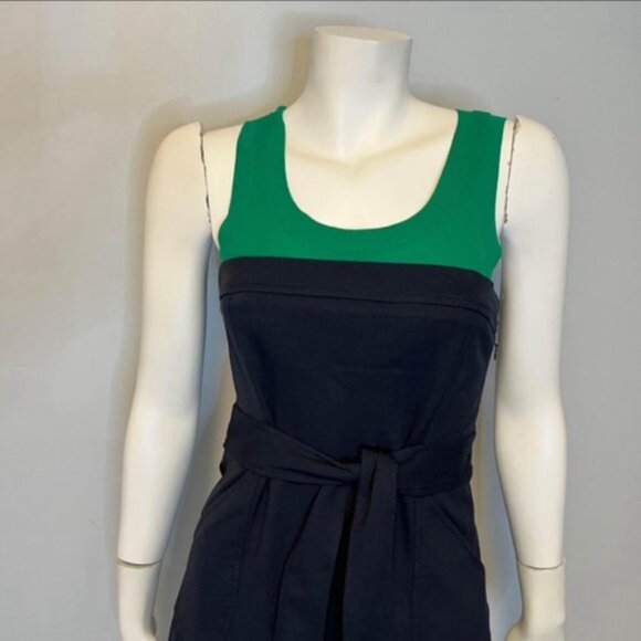 Theory Women's Black Green Sleeveless Scoop Neck Tailored Dress Size 4 - Picture 8 of 10
